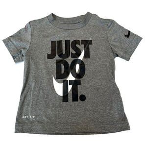 Nike Boy's Dri-Fit Just Do it Graphic Tshirt 2T Gray Black White Sports Outdoors